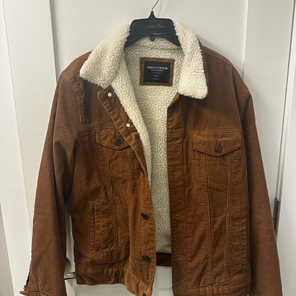 Sunrise Kingdom Tan Corduroy Jacket with Sherpa Lining